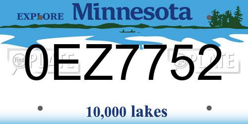 0EZ7752 Minnesota License Plate