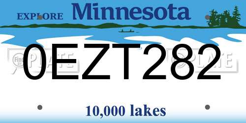 0EZT282 Minnesota License Plate