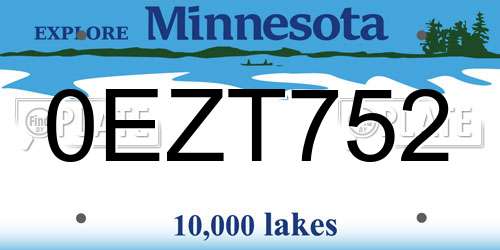 0EZT752 Minnesota License Plate