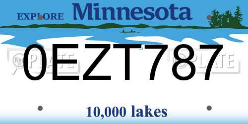 0EZT787 Minnesota License Plate