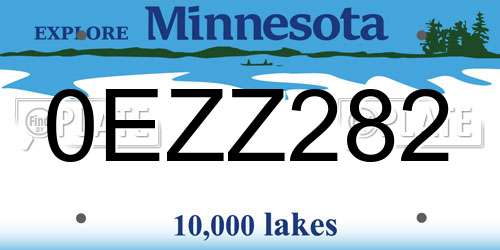 0EZZ282 Minnesota License Plate