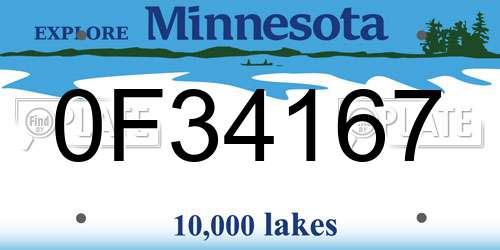 0F34167 Minnesota License Plate