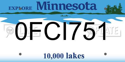0FCI751 Minnesota License Plate