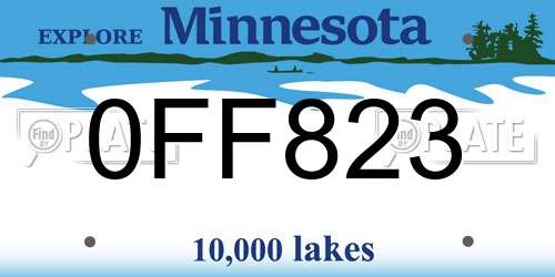 0FF823 Minnesota License Plate