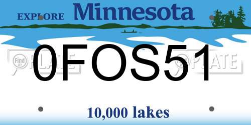 0FOS51 Minnesota License Plate