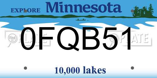 0FQB51 Minnesota License Plate