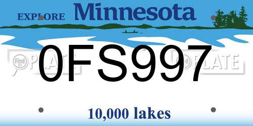 0FS997 Minnesota License Plate
