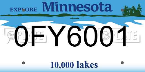 0FY6001 Minnesota License Plate