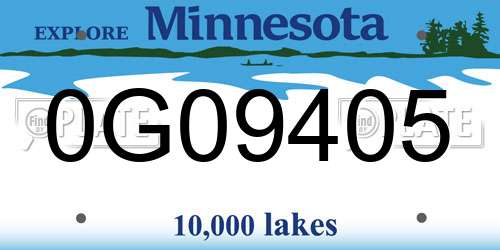 0G09405 Minnesota License Plate