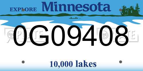 0G09408 Minnesota License Plate