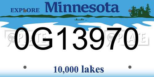 0G13970 Minnesota License Plate