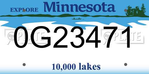 0G23471 Minnesota License Plate
