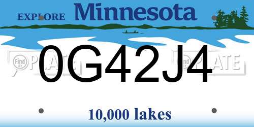 0G42J4 Minnesota License Plate