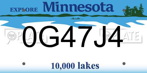 0G47J4 Minnesota License Plate
