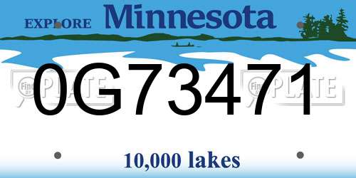 0G73471 Minnesota License Plate