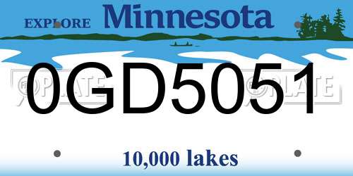 0GD5051 Minnesota License Plate