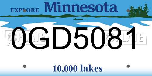 0GD5081 Minnesota License Plate