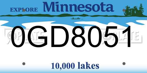 0GD8051 Minnesota License Plate