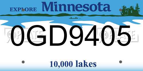 0GD9405 Minnesota License Plate