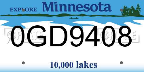 0GD9408 Minnesota License Plate