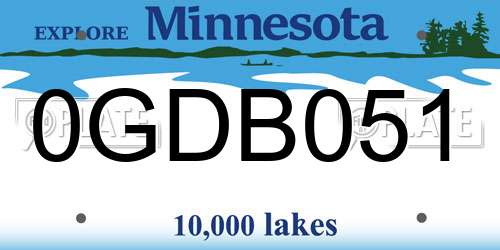 0GDB051 Minnesota License Plate