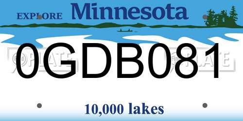 0GDB081 Minnesota License Plate