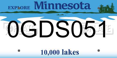 0GDS051 Minnesota License Plate