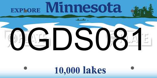 0GDS081 Minnesota License Plate