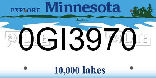 0GI3970 Minnesota License Plate
