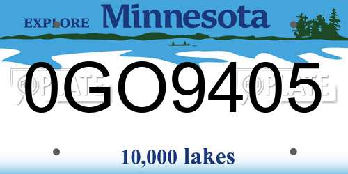 0GO9405 Minnesota License Plate