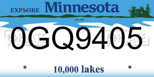 0GQ9405 Minnesota License Plate