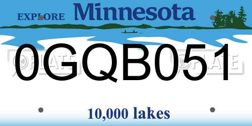 0GQB051 Minnesota License Plate