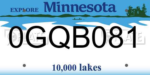 0GQB081 Minnesota License Plate