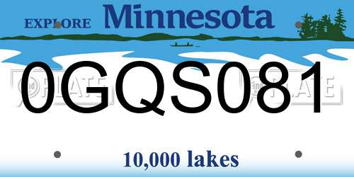 0GQS081 Minnesota License Plate