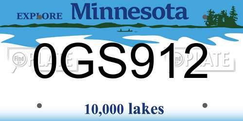 0GS912 Minnesota License Plate
