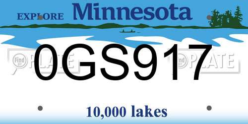 0GS917 Minnesota License Plate
