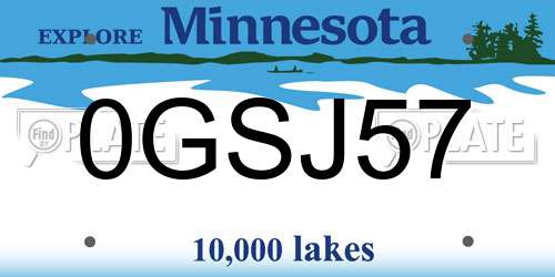0GSJ57 Minnesota License Plate