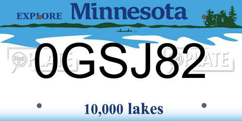0GSJ82 Minnesota License Plate