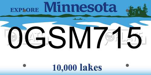 0GSM715 Minnesota License Plate