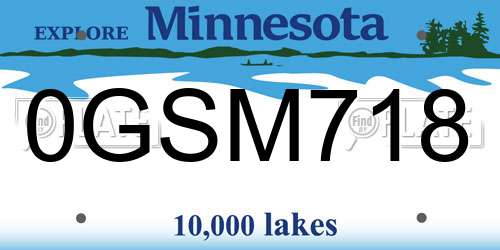 0GSM718 Minnesota License Plate