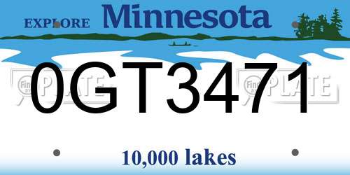 0GT3471 Minnesota License Plate