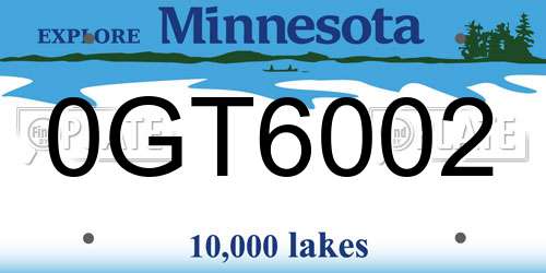 0GT6002 Minnesota License Plate
