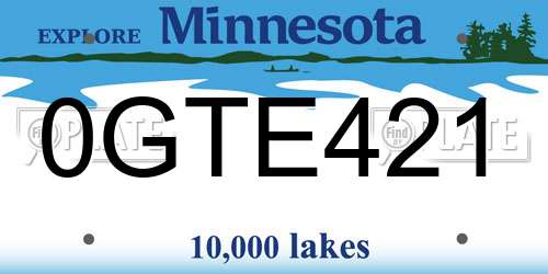 0GTE421 Minnesota License Plate