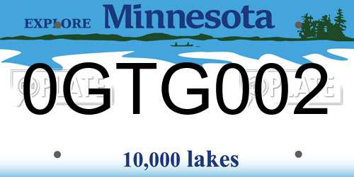 0GTG002 Minnesota License Plate