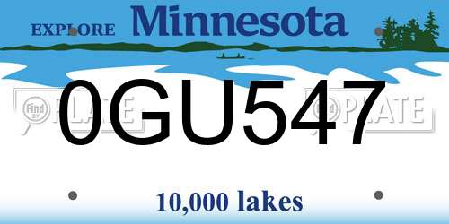 0GU547 Minnesota License Plate