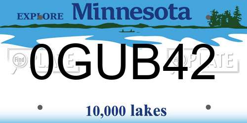 0GUB42 Minnesota License Plate