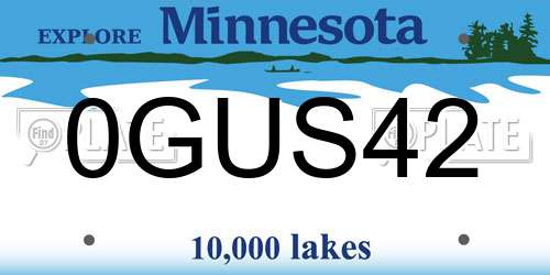 0GUS42 Minnesota License Plate
