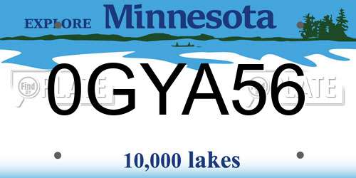 0GYA56 Minnesota License Plate
