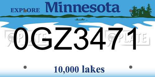 0GZ3471 Minnesota License Plate