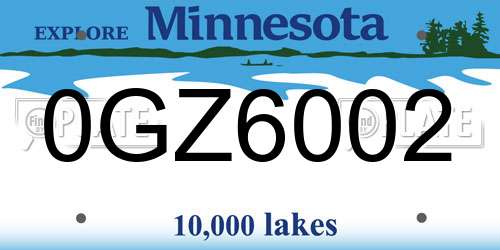 0GZ6002 Minnesota License Plate